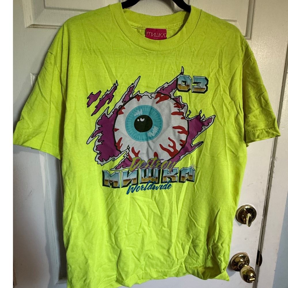 Mishka MNWKA NYC streetwear 100% cotton USA mens L t shirt Keep Watch Eye Ball